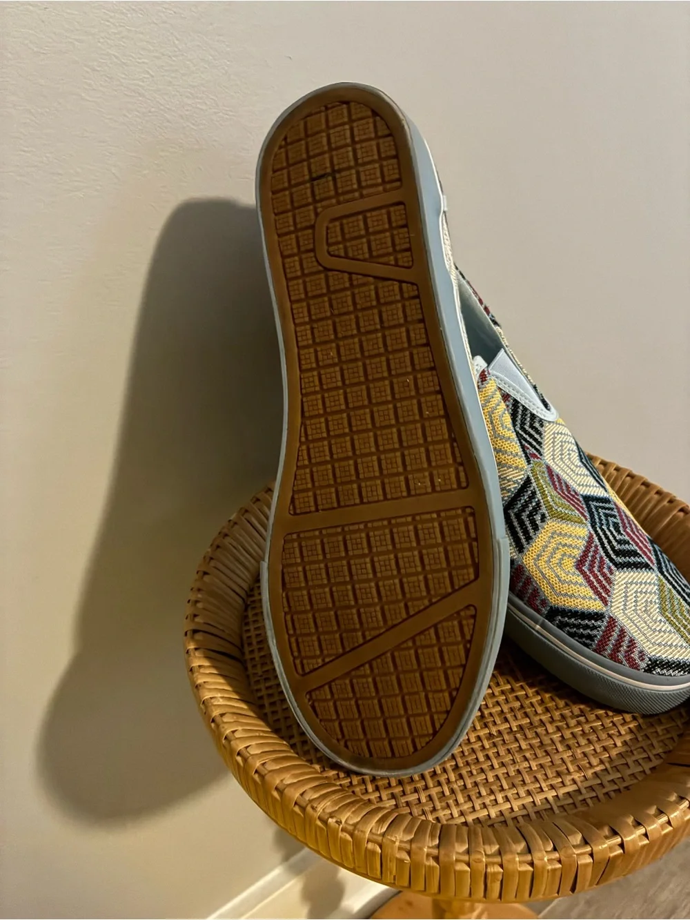 Geometric Slip-On Sneakers in Mustard, Olive, Black & Burgundy